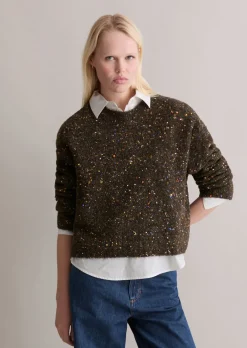 Bouclé-Pullover oversize aus Schurwolle-Viskose-Mix