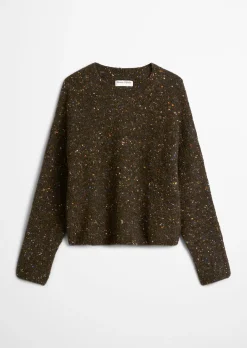 Bouclé-Pullover oversize aus Schurwolle-Viskose-Mix