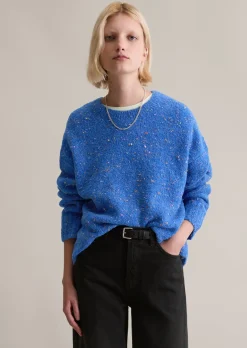 Bouclé-Pullover oversize aus Schurwolle-Viskose-Mix