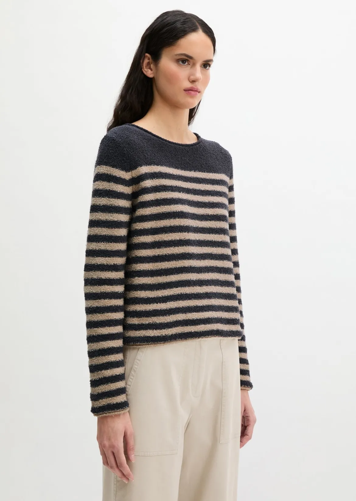 Bouclé-Pullover regular aus Organic Cotton-Mix