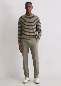 Bouclé-Pullover regular aus gestreiftem Bio-Baumwoll-Mix