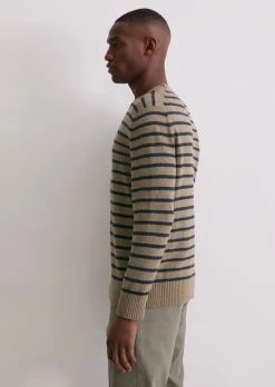 Bouclé-Pullover regular aus gestreiftem Bio-Baumwoll-Mix