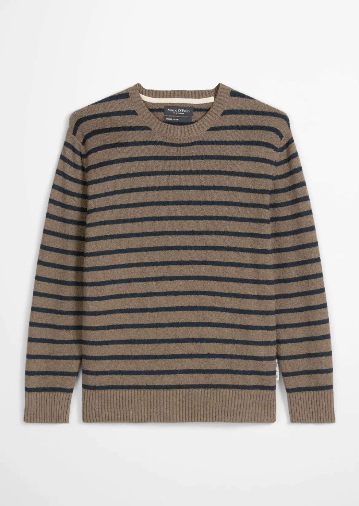 Bouclé-Pullover regular aus gestreiftem Bio-Baumwoll-Mix
