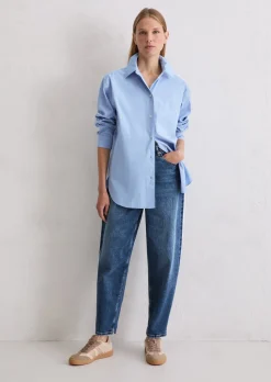 Boyfriend Bluse aus Baumwoll-Premium-Popeline