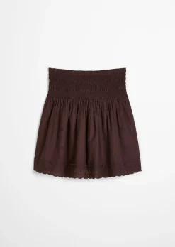 Broderie-Anglaise-Minirock flared aus reiner Bio-Baumwolle