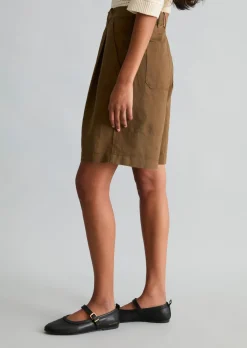 Bundfalten-Shorts regular aus Leinen-Baumwolle-Mix