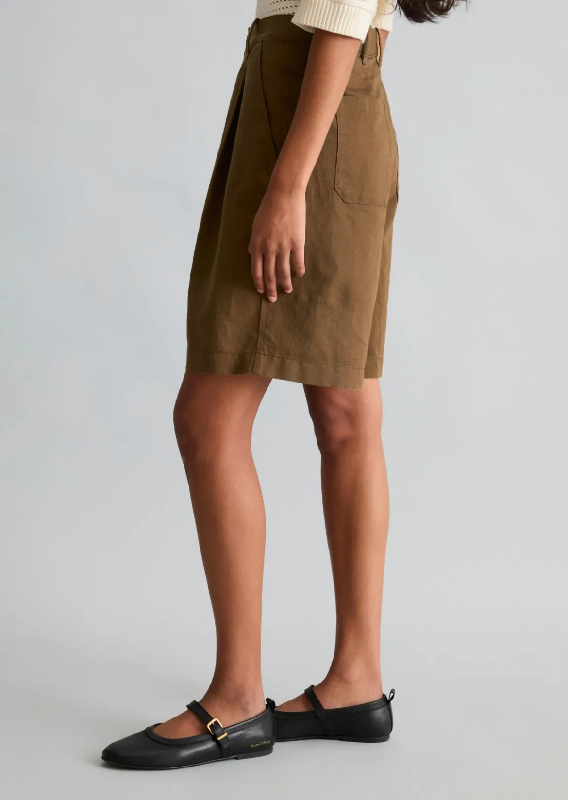 Bundfalten-Shorts regular aus Leinen-Baumwolle-Mix