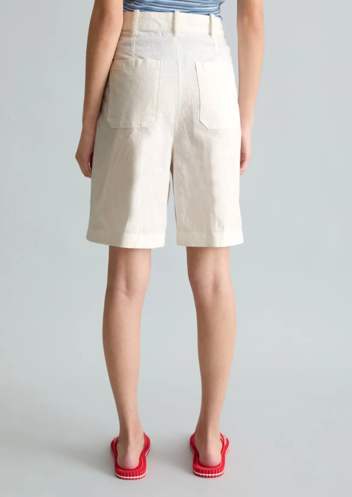 Bundfalten-Shorts regular aus Leinen-Baumwolle-Mix