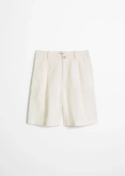Bundfalten-Shorts regular aus Leinen-Baumwolle-Mix