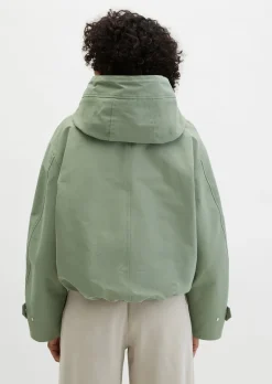 Canvasjacke mit Kapuze relaxed aus Cotton-Nylon-Mix