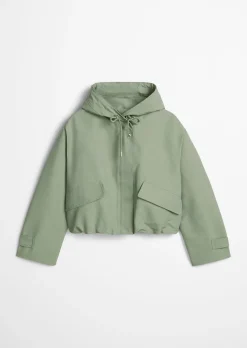 Canvasjacke mit Kapuze relaxed aus Cotton-Nylon-Mix