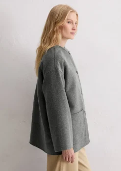 Capejacke mit abnehmbarem Schal relaxed aus Doubleface-Wolle-Mix