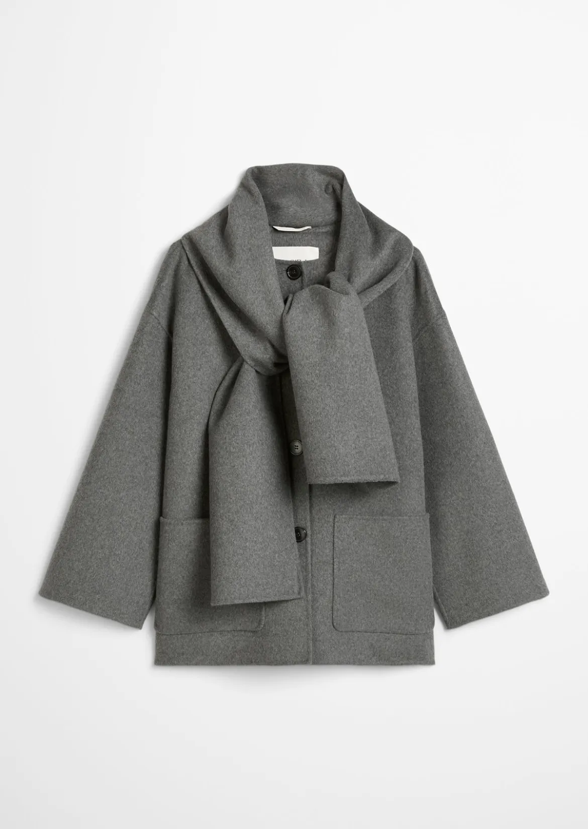 Capejacke mit abnehmbarem Schal relaxed aus Doubleface-Wolle-Mix