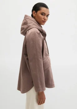 Cape-Jacke mit Kapuze relaxed garment-dyed aus Organic Cotton-Twill