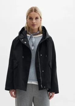Cape-Jacke mit Kapuze relaxed garment-dyed aus Organic Cotton-Twill