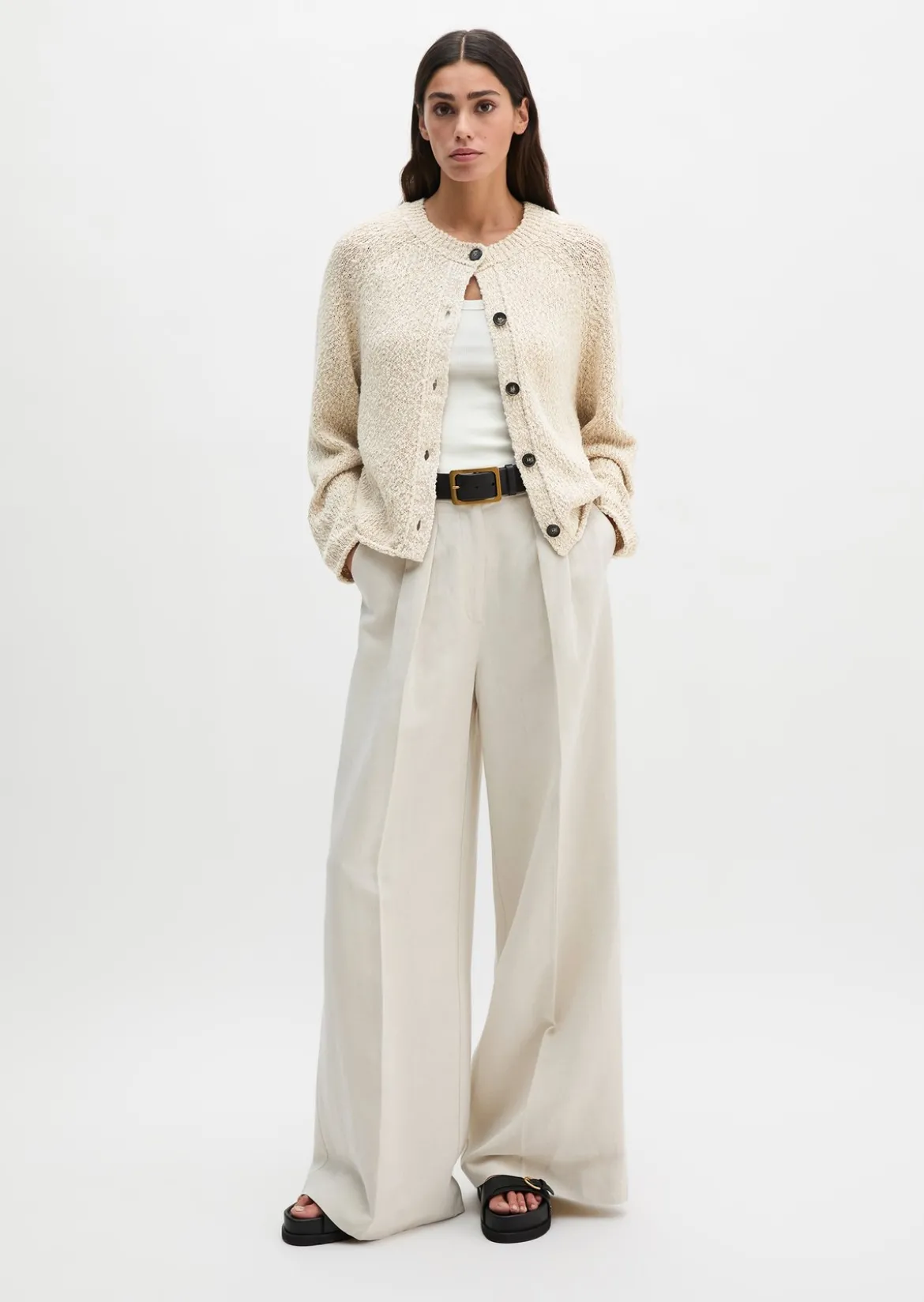 Cardigan oversized aus Heavy Cotton Slub-Garn