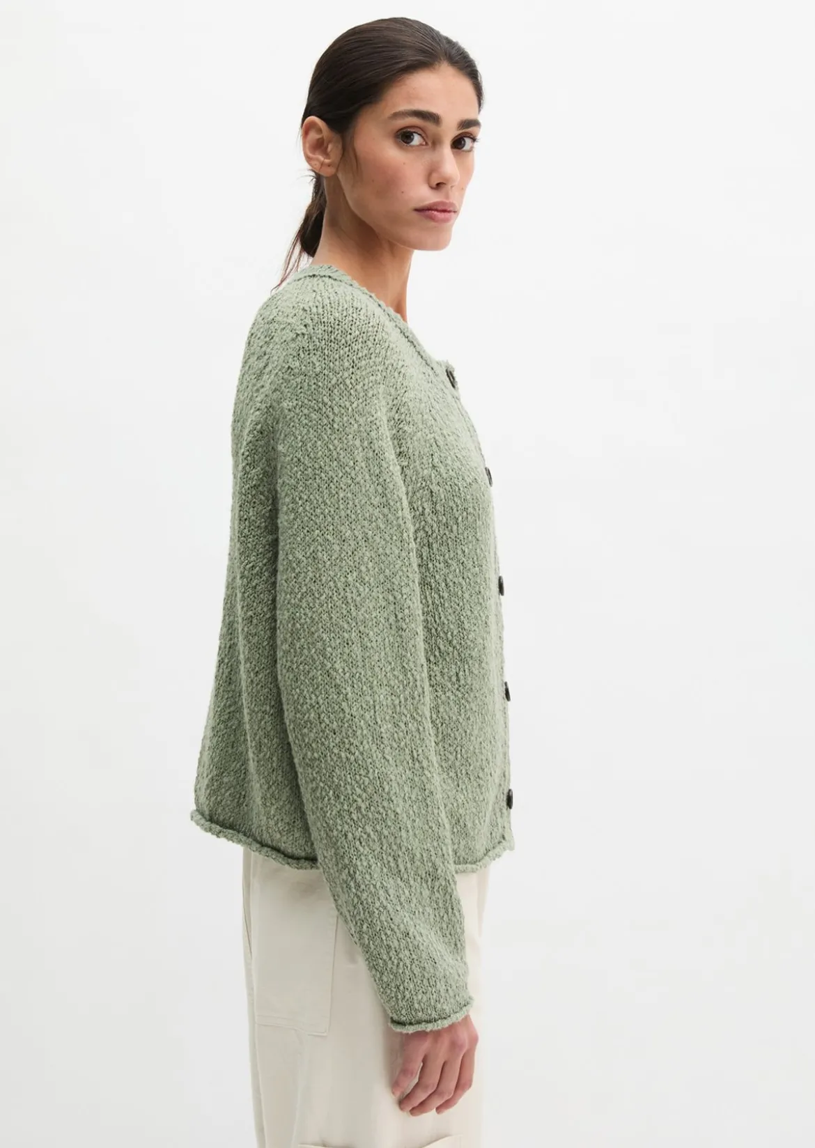 Cardigan oversized aus Heavy Cotton Slub-Garn