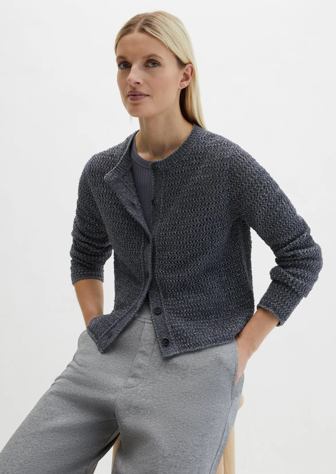 Cardigan regular aus Bi-Color-Garn