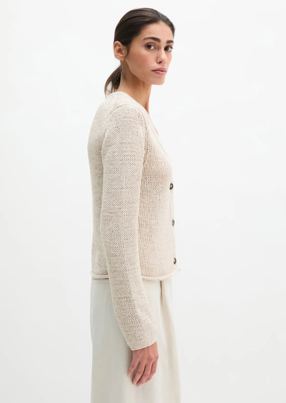 Cardigan slim aus Bändchengarn
