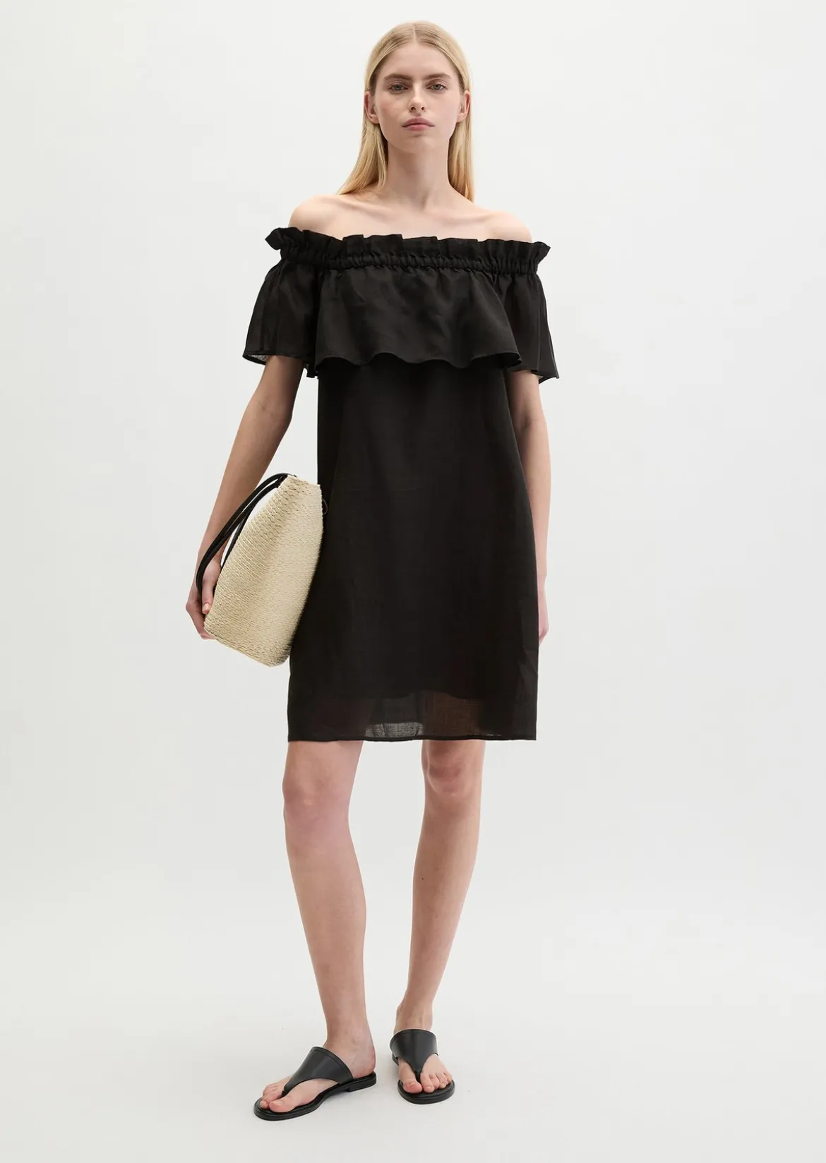 Carmen-Kleid loose aus weicher Ramiefaser