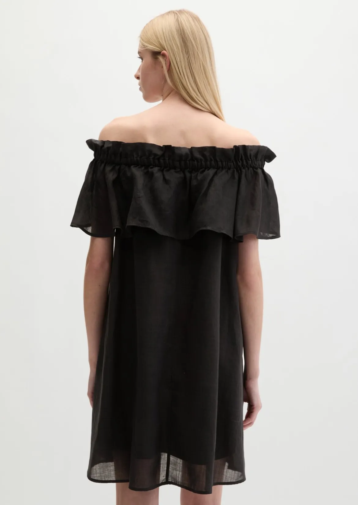 Carmen-Kleid loose aus weicher Ramiefaser
