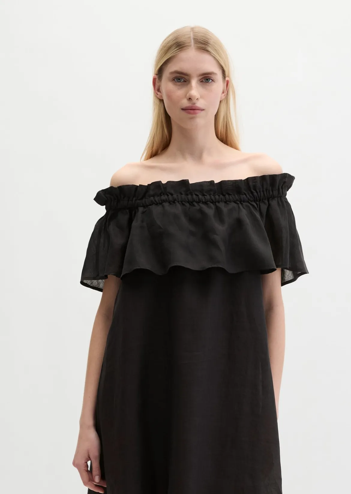 Carmen-Kleid loose aus weicher Ramiefaser