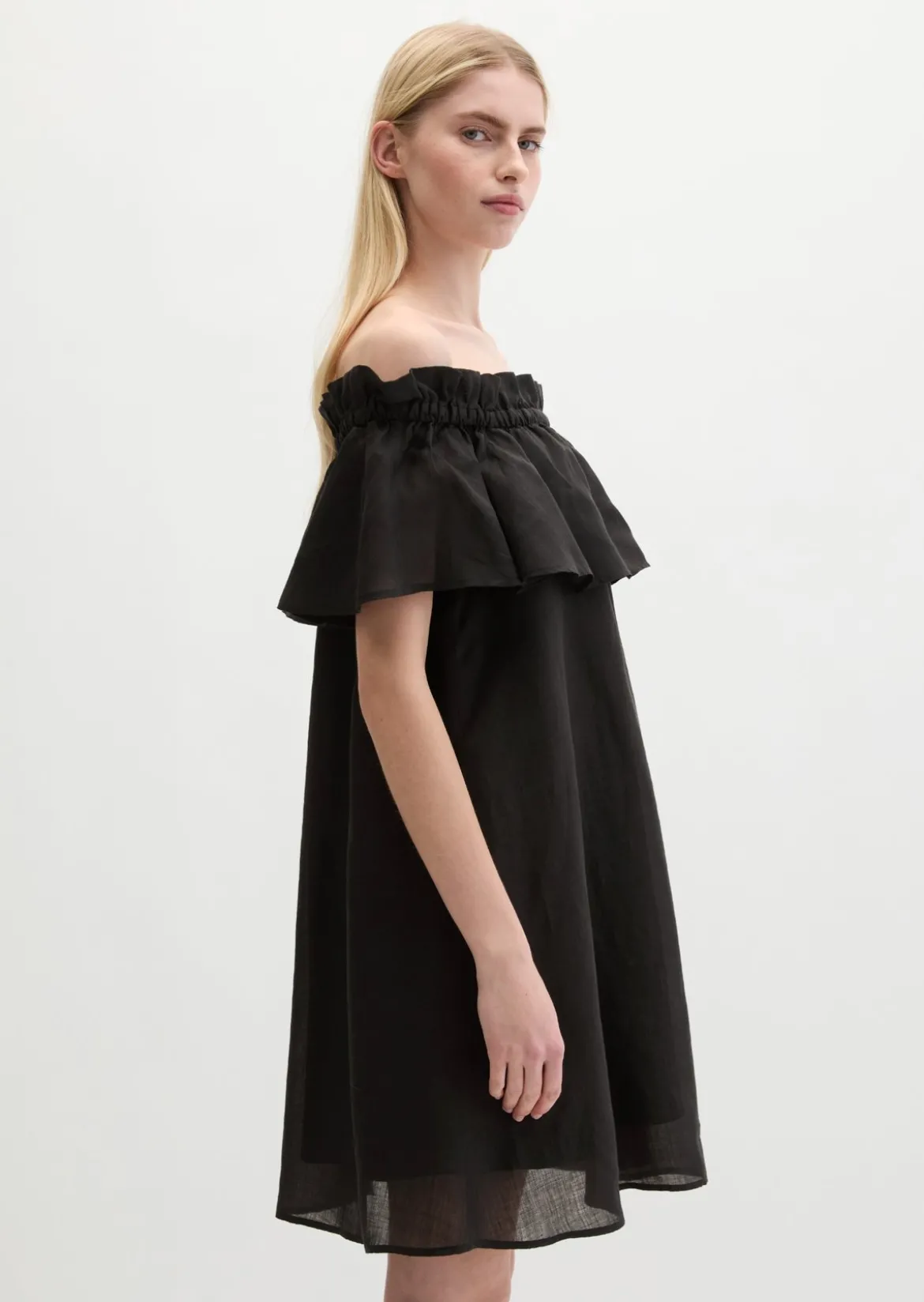 Carmen-Kleid loose aus weicher Ramiefaser