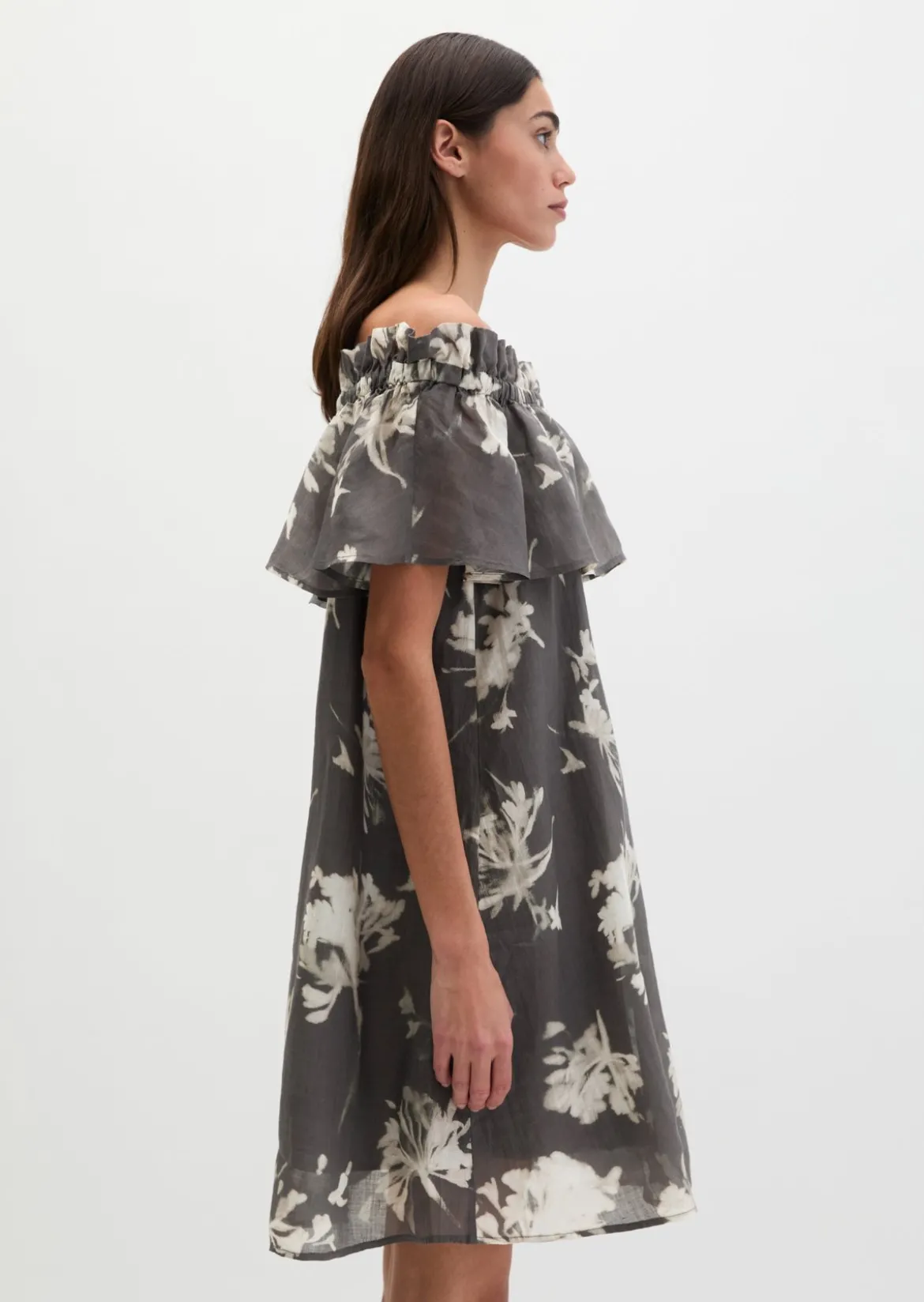 Carmen-Kleid loose aus weicher Ramiefaser