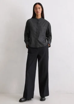 Chambray-Bluse relaxed aus Bio-Baumwolle in Denim-Look