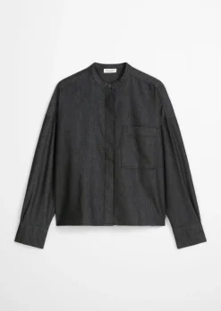 Chambray-Bluse relaxed aus Bio-Baumwolle in Denim-Look