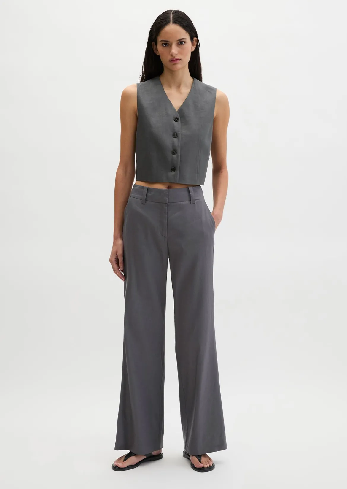 Chino flared aus Viskose-Leinen-Stretch