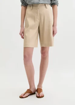 Chino-Shorts flared aus Viskose-Leinen-Stretch