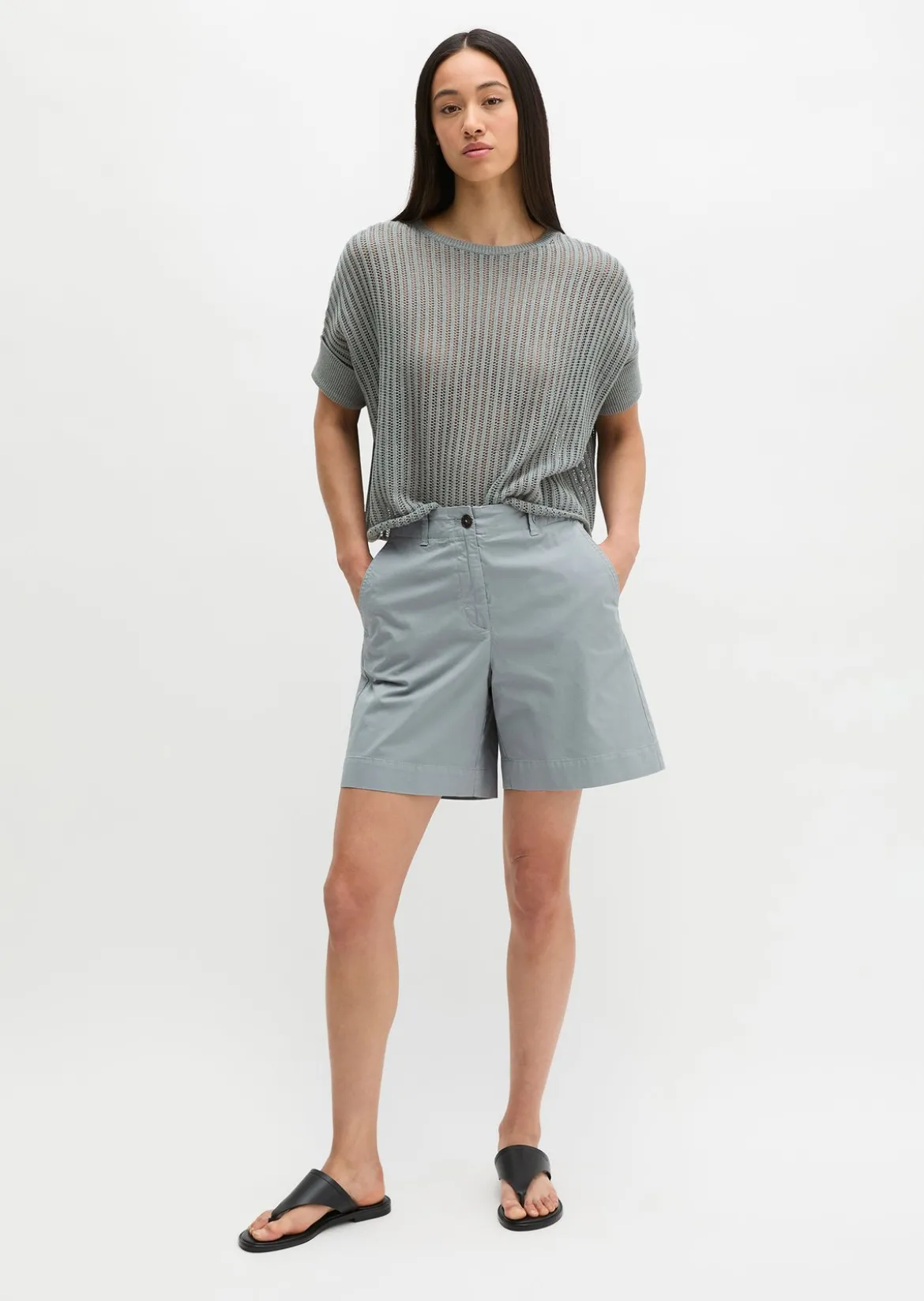 Chino-Shorts Model Lande wide aus Organic Cotton-Lyocell-Leinen-Mix
