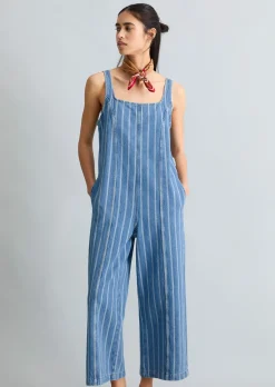 Crayfish Capsule Striped Denim Overall aus reiner Bio-Baumwolle