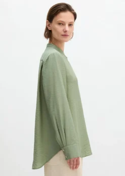 Crinkle-Bluse regular aus Viskose-Mix