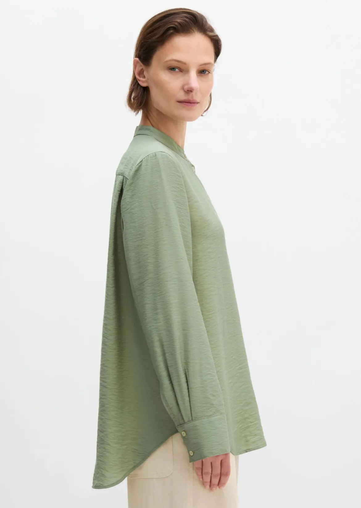 Crinkle-Bluse regular aus Viskose-Mix