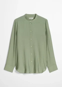 Crinkle-Bluse regular aus Viskose-Mix