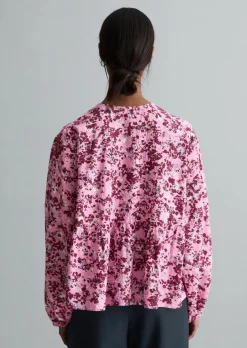 Crinkle-Bluse relaxed aus bedrucktem Viskose-Mix
