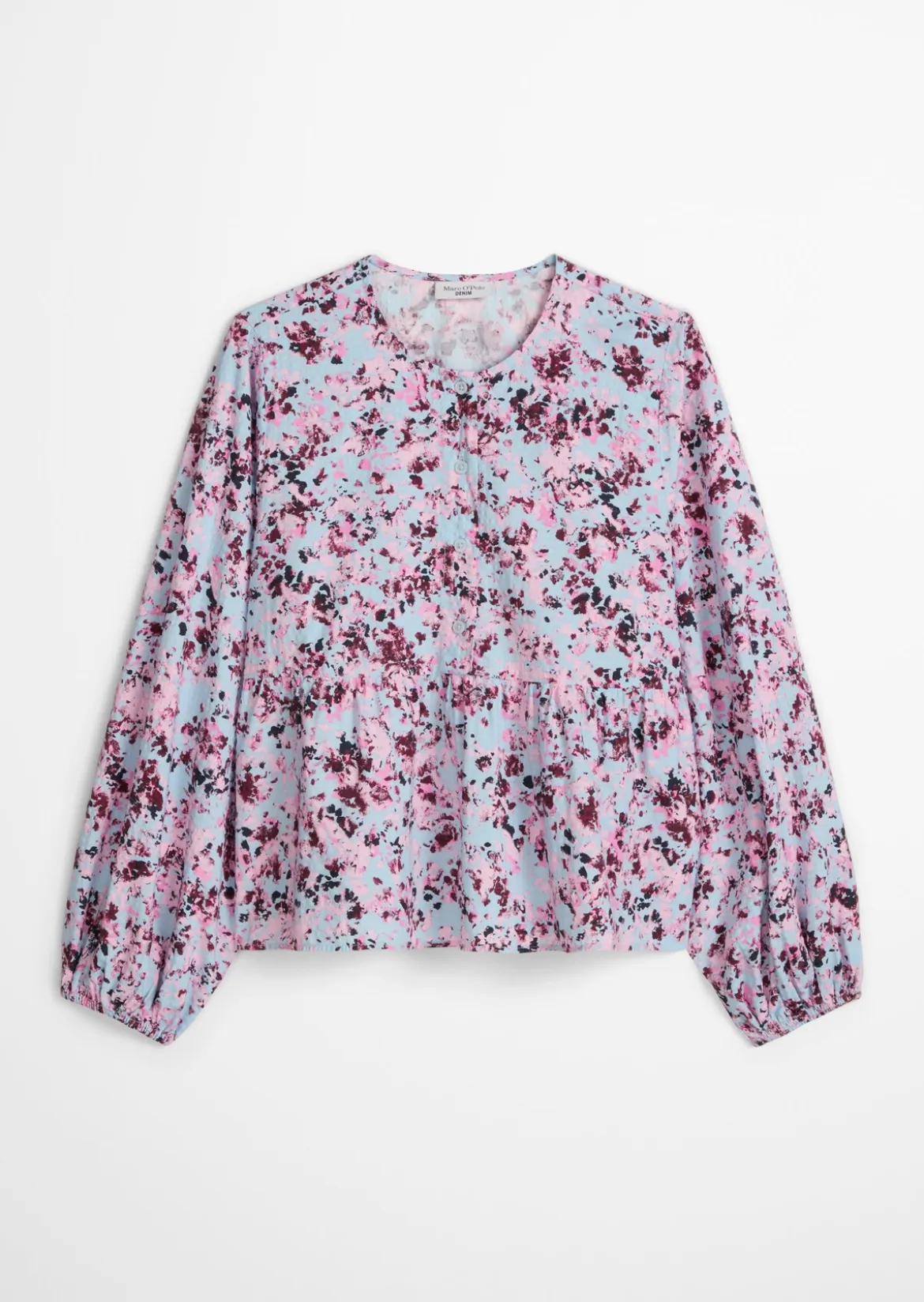 Crinkle-Bluse relaxed aus bedrucktem Viskose-Mix