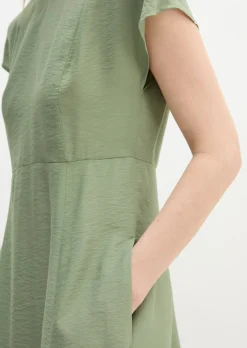 Crinkle-Kleid regular aus Viskose-Mix