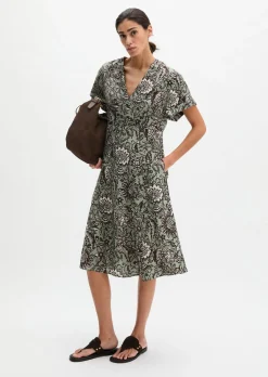 Crinkle-Kleid shaped aus bedrucktem Viskose-Mix