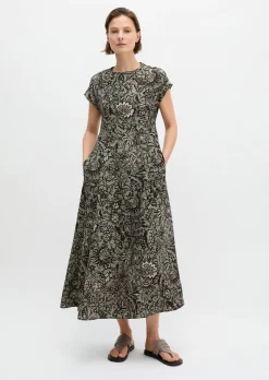 Crinkle-Kleid shaped aus bedrucktem Viskose-Mix