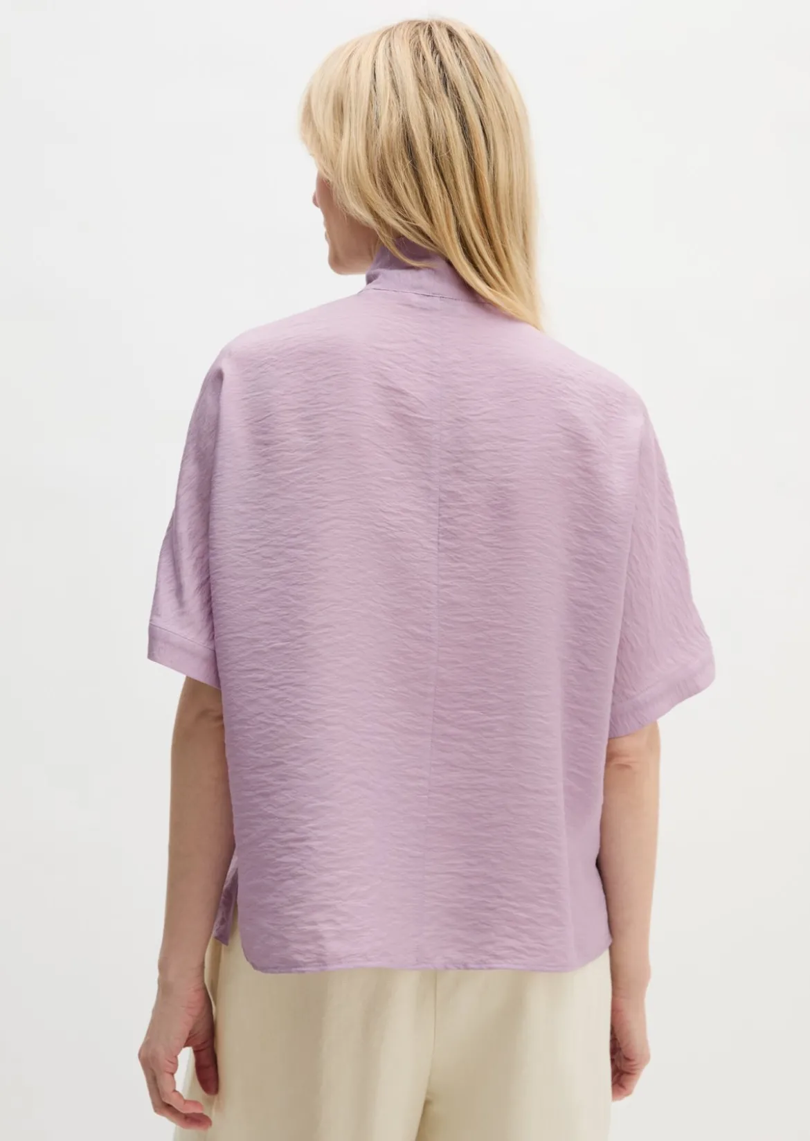 Crinkle-Schluppenbluse regular aus Viskose-Mix