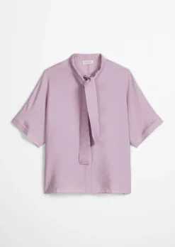 Crinkle-Schluppenbluse regular aus Viskose-Mix