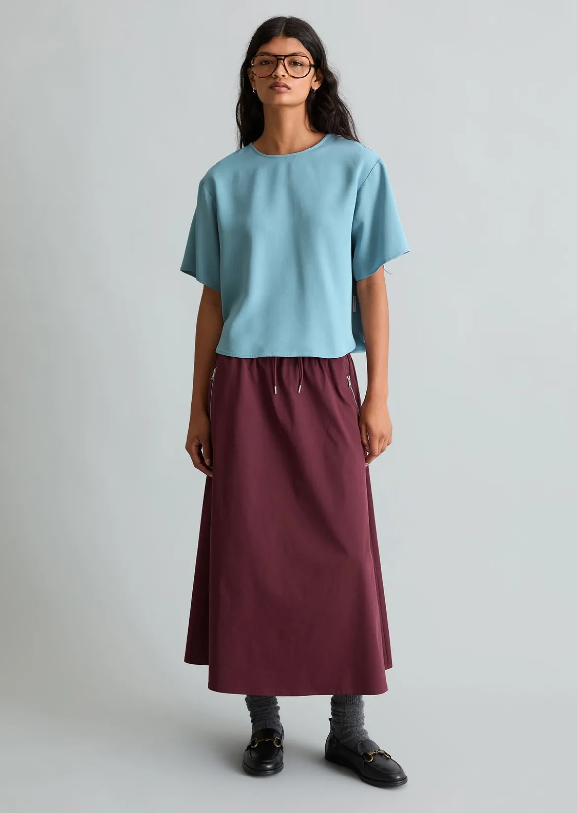 Crop-Blusenshirt relaxed aus TENCEL™ Lyocell