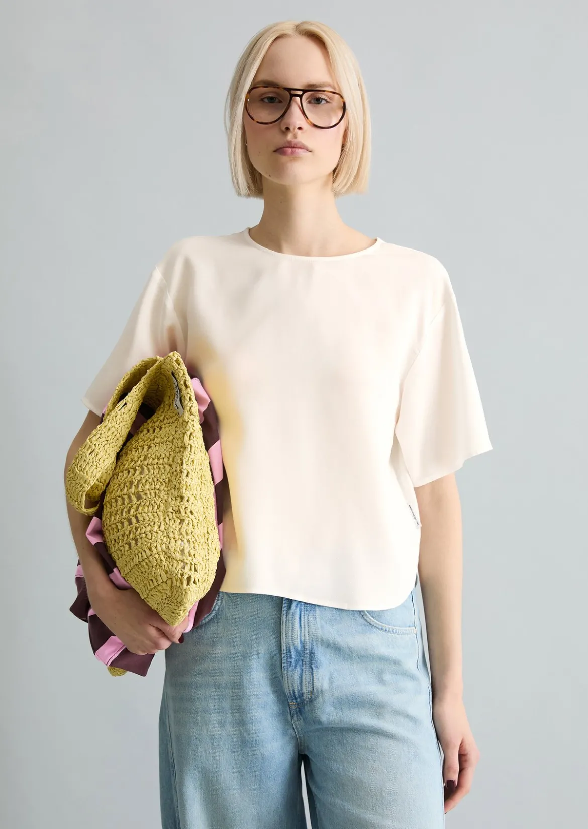 Crop-Blusenshirt relaxed aus TENCEL™ Lyocell