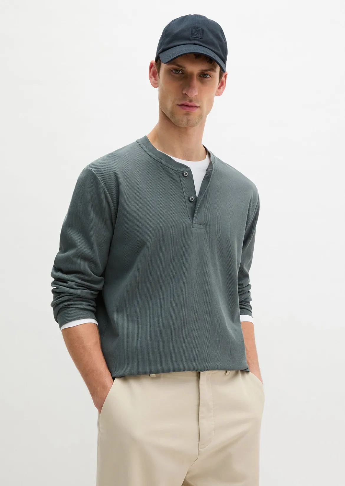 DfC Henley-Longsleeve regular aus geripptem Interlock-Jersey
