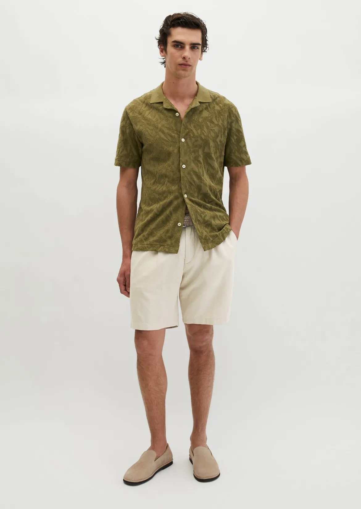 DfC Jerseyshirt regular mit weichem Frottee-Blattmuster