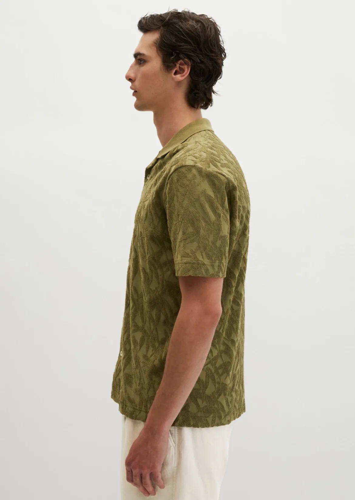 DfC Jerseyshirt regular mit weichem Frottee-Blattmuster