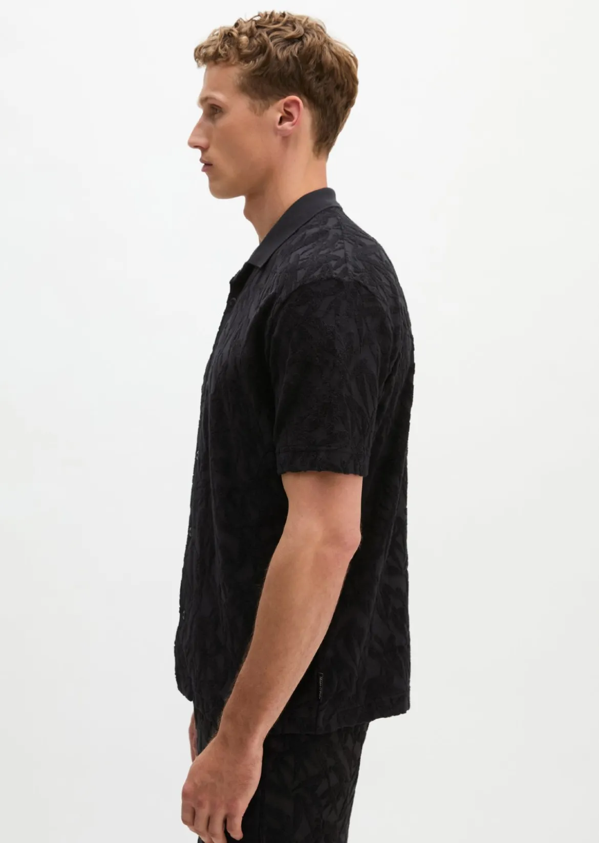 DfC Jerseyshirt regular mit weichem Frottee-Blattmuster